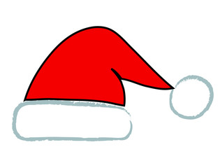 Handdraw Santa red hat icon, stock vector illustration