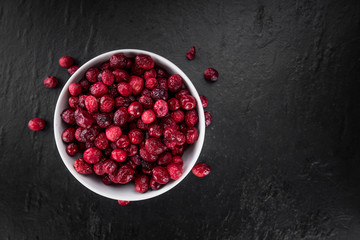 Dried Cranberries (selective focus; detailed close-up shot)