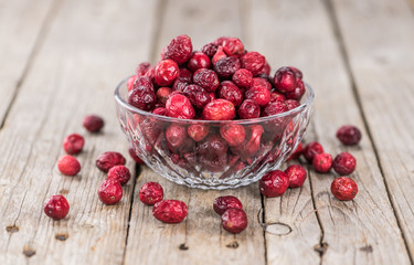 Dried Cranberries (selective focus; detailed close-up shot)