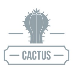 Decoration cactus logo, simple gray style