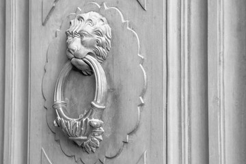 antique metal lion - door knocker