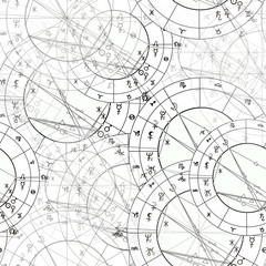 seamless pattern natal astrological chart, zodiac signs. illustration