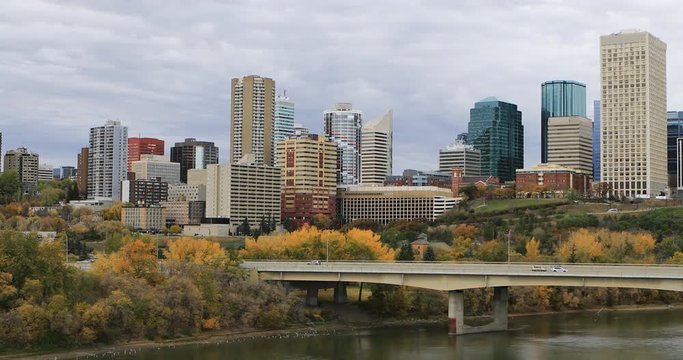 Edmonton downtown in autumn 4K