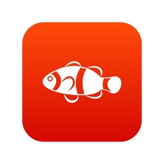 Cute clown fish icon digital red
