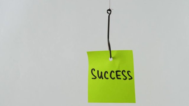 Illustration, on fishhook Success
