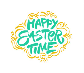 Fototapeta na wymiar Easter banner with decorate calligraphy text. Vector illustration.
