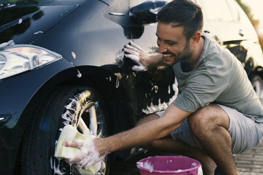 Man Washing Car