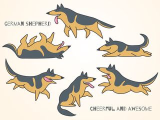funny cute cartoon german shepherd dogs