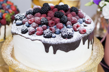 Cake with berries on children's birthday