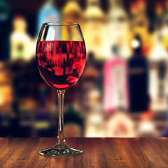 3D rendering one glass with red wine