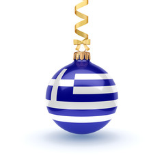3D rendering Christmas ball with the flag of Greece