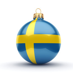 3D rendering Christmas ball with the flag of Sweden
