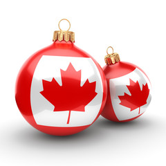 3D rendering Christmas ball with the flag of Canada