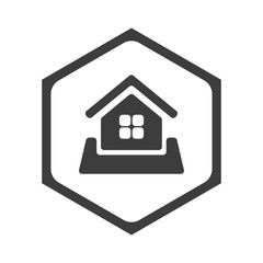 Obraz premium ikona sześciobok z zaokrąglonymi wewnątrz krawędziami