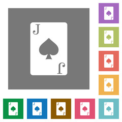 Jack of spades card square flat icons