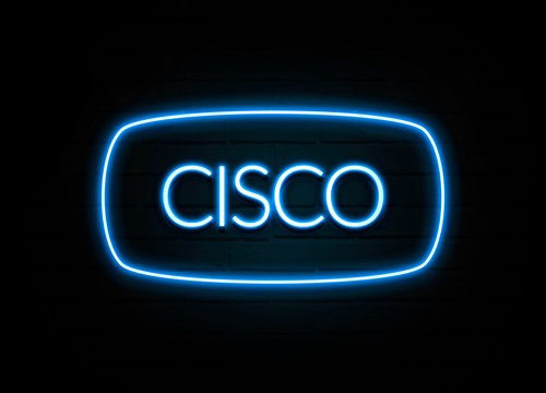 Cisco  - colorful Neon Sign on brickwall