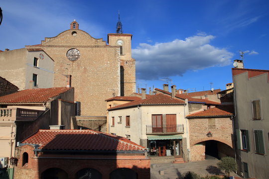 church in french village of Thuir in Pyrenees orientales, France