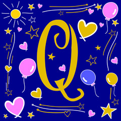 Q letter design in vintage style