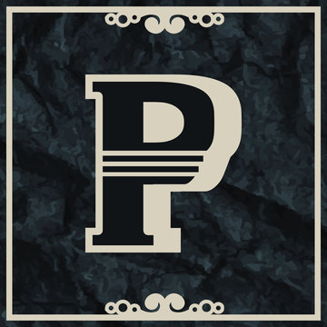 P letter design in vintage style