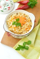 Barley porridge with vegetables