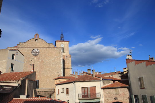 church in french village of Thuir in Pyrenees orientales, France