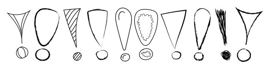 Hand drawn exclamation marks - banner. Vector.