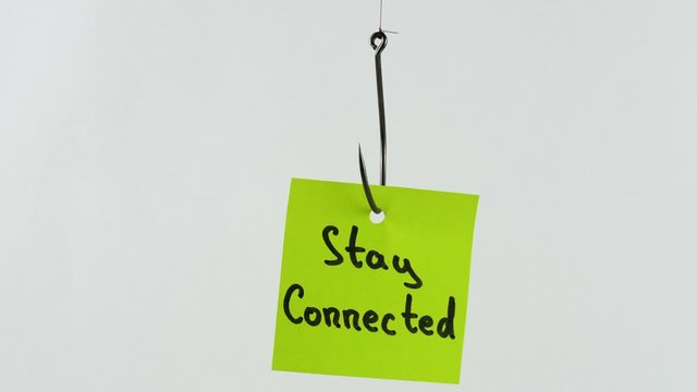 Illustration, on fishhook Stay Connected