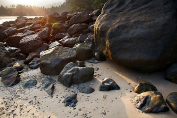 Giant cobblestones on the beach of Tioman Island
