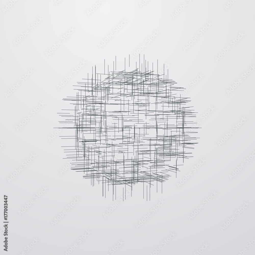 Poster abstract lattice 3d shape with lines and levels