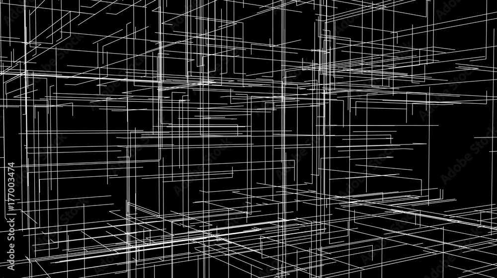 Poster abstract lattice 3d shape with lines and levels