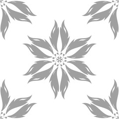 Fototapeta premium Gray floral pattern on white. Seamless background