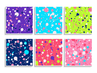 Ink stains pattern set paint trendy bright colors