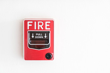 Fire alarm switch on  wall