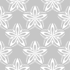 White floral seamless pattern on gray background