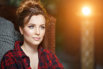 Fototapeta premium Portrait of a young beautiful woman. Beauty girl model.