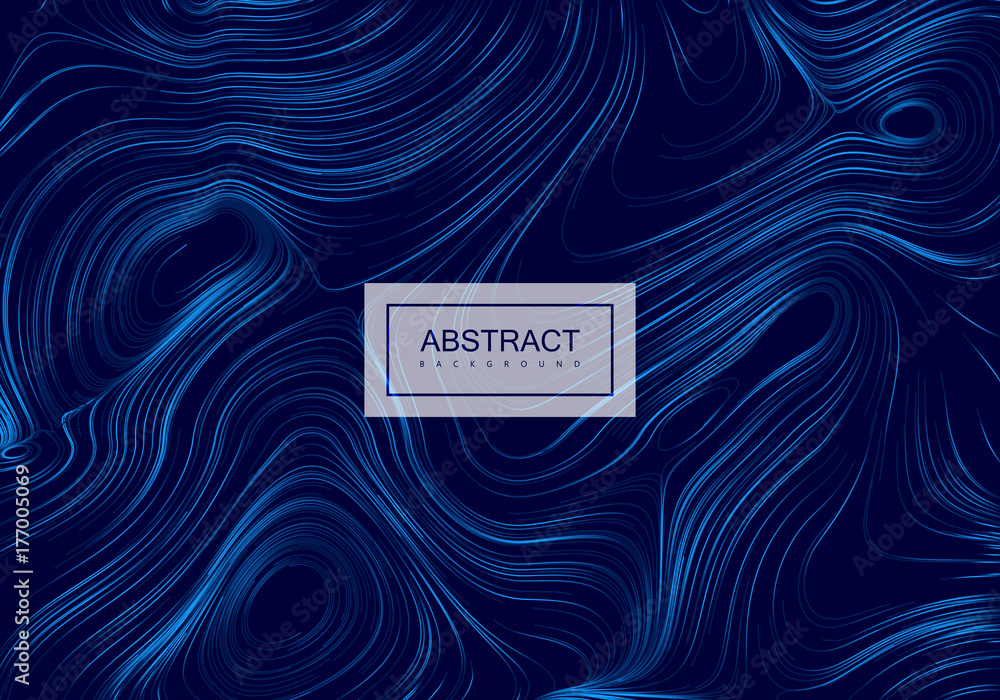 Poster abstract artistic blue background with swirled gradient lines.