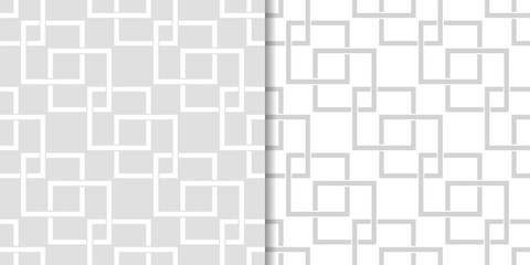 Light gray geometric set of seamless patterns