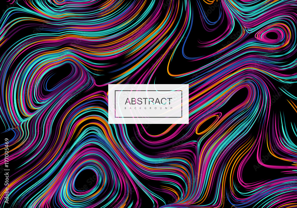 Poster abstract artistic multicolored background with swirled gradient lines.