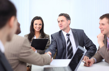 welcome and handshake business partners