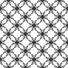 Black floral seamless pattern on white background