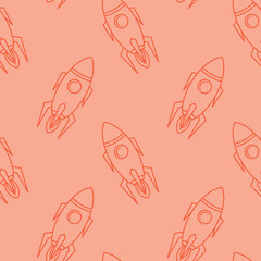 Sewing fabric with space ship rocket shuttle cartoon seamless pattern ...