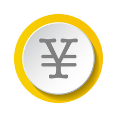 Yen symbol - 3d button. Vector.