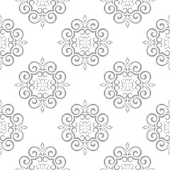 Gray floral seamless design on white background