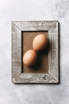 Eggs in a wooden frame