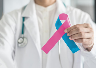 Pink blue ribbon awareness, symbolic bow color for Infant birth defect, Sudden Infant Death...