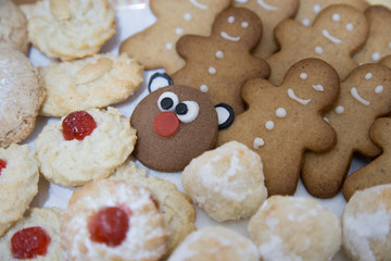 christmas cookies of various shapes