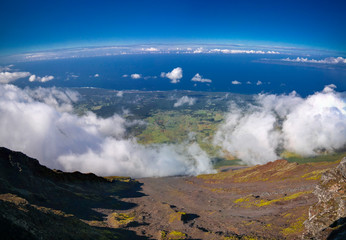 Panorama landscape from the top of Pico volcano at hiking at azores, Portugal