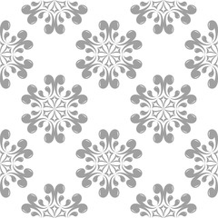 Gray floral seamless pattern on white background