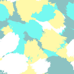 Seamless pattern with colored brush strokes of a watercolor brush. Grunge, sketch, paint. Blue, yellow, white, turquoise colour.