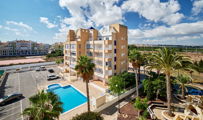 Typical spanish urbanisation with swimming pool. Spain